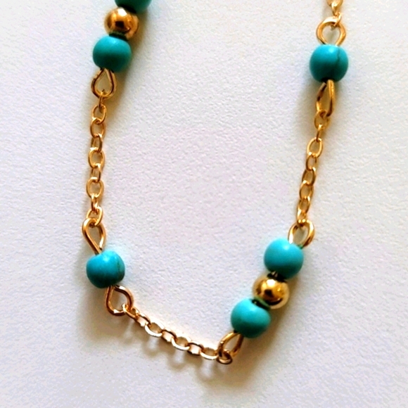 Vintage Gold & Turquoise Anklet/Bracelet - Picture 2 of 3